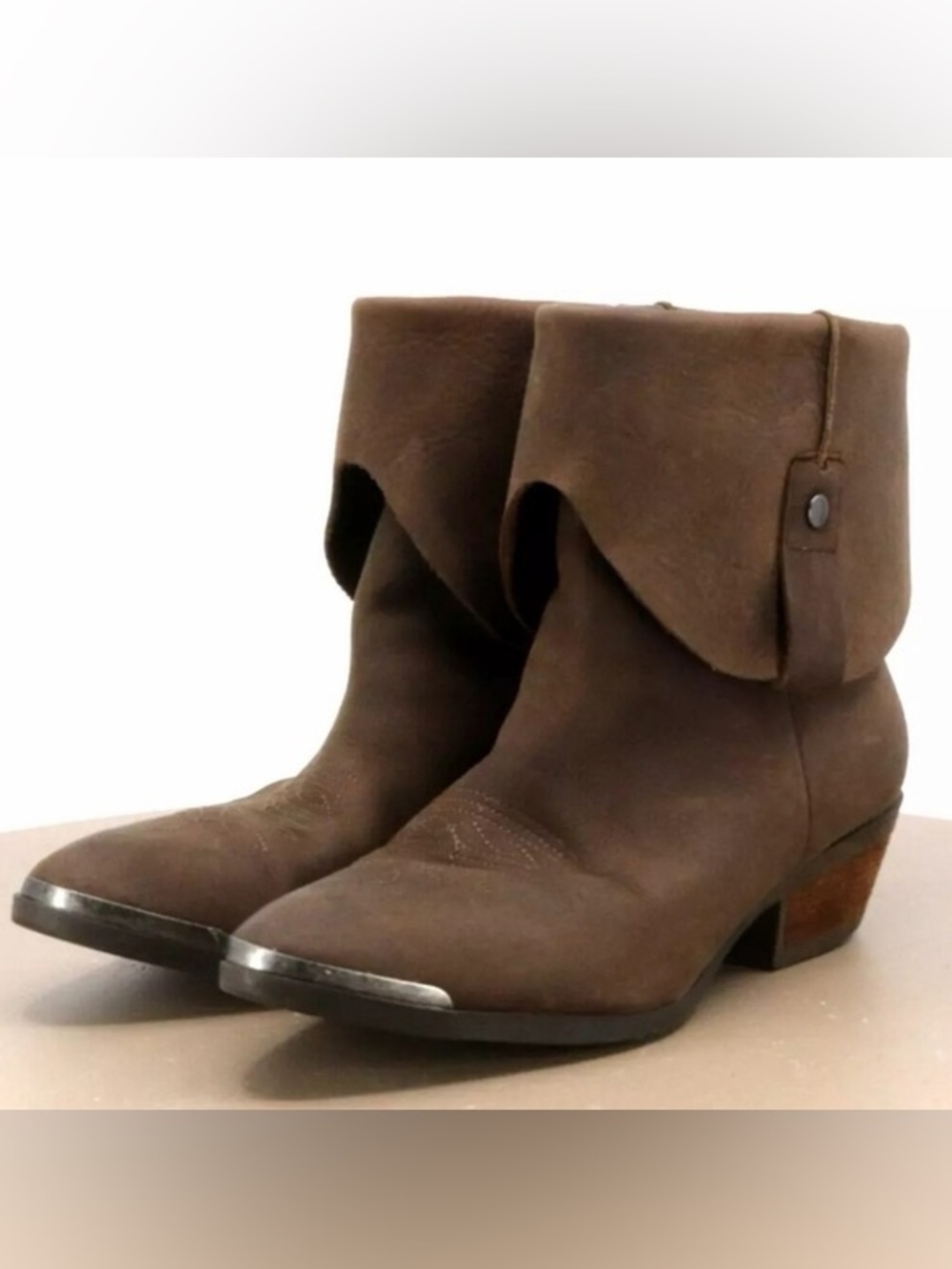 Denim & Supply Ralph Lauren Brown Suede Fold-Over Ankle Boots